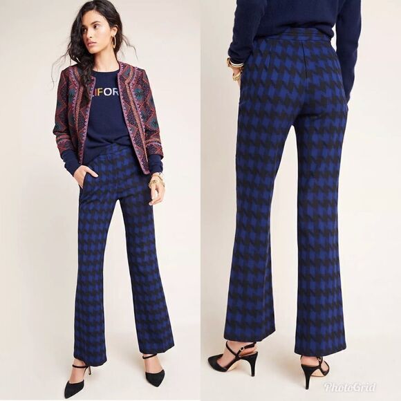 Revolve ANTHROPOLOGIE Wiley Windowpane Bootcut Trousers - Picture 1 of 11